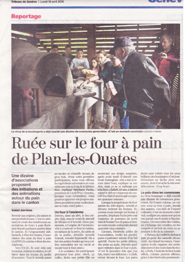Article TRIBUNE DE GENEVE 18 Avril 2016